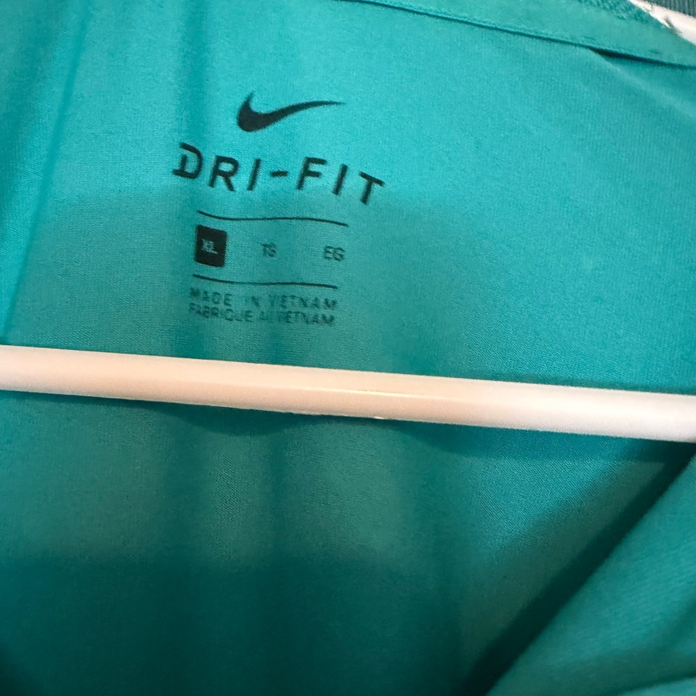 Nike Teal Polo with White Micro Dots and Pink-Trim Collar - Picture 2 of 3